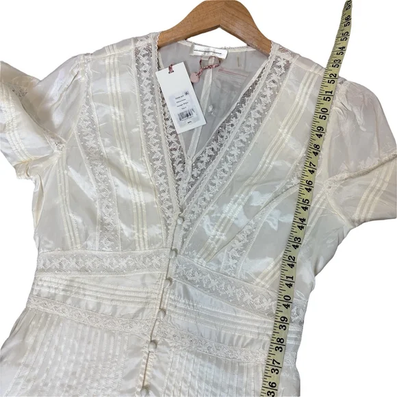 LoveShackFancy Ellitia Maxi Dress Victorian Lace Button Front Ivory NWT Size 4 - Picture 9 of 15